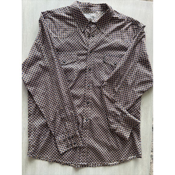 Cinch Men's SZ XXL Modern Fit Blue Pattern Pearl Snap Western Long Sleeve Shirt - Picture 5 of 9